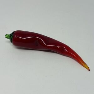 Red Chili Pepper Art Glass Hand Blown Vegetable Fruit Approx 6.5 Long Murano